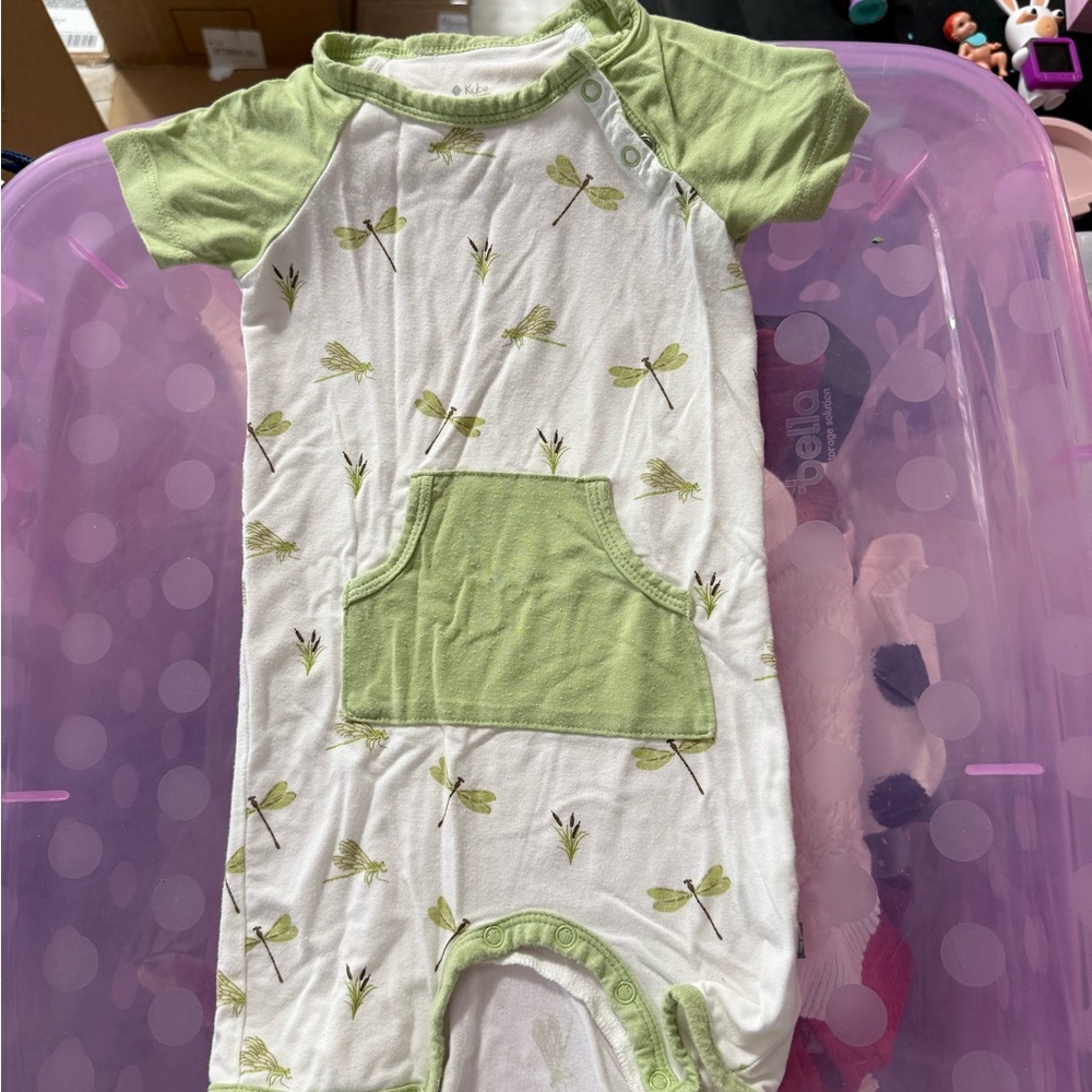 Green and White Dragonfly Baby Romper